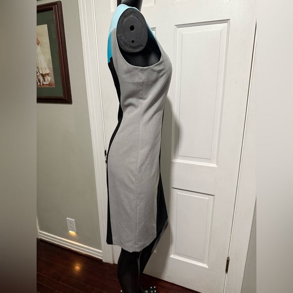 Calvin Klein Womens Sleeveless Dress Blue Black Grey Size 8 Block - Picture 4 of 6